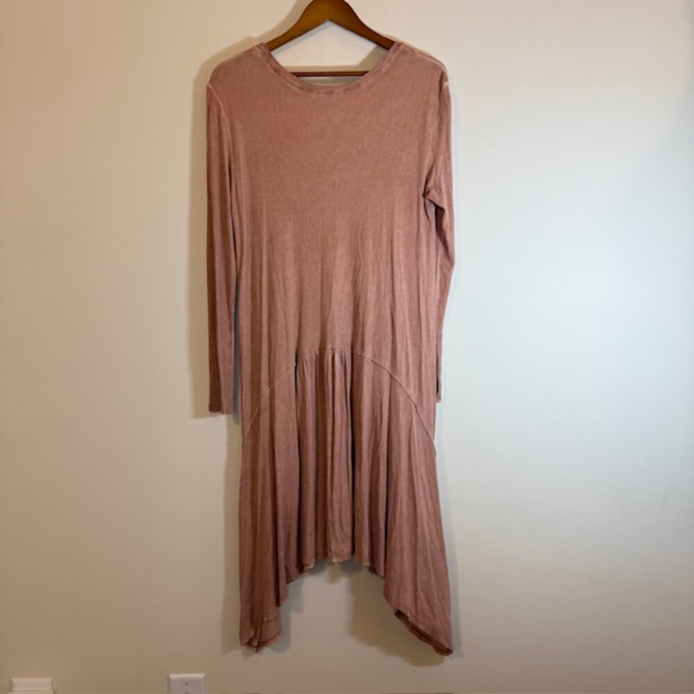 Easel L Boho Lagenlook Dress Asymmetrical Hem Slouchy Minimalist Beach‎ - Picture 4 of 11